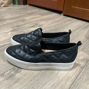 Black Quilted Slip-On Sneakers